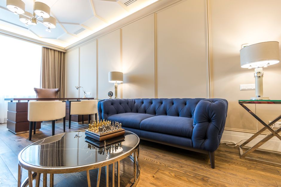 Modern blue decor enhancing a peaceful ambiance. Modern blue decor enhancing a peaceful ambiance.